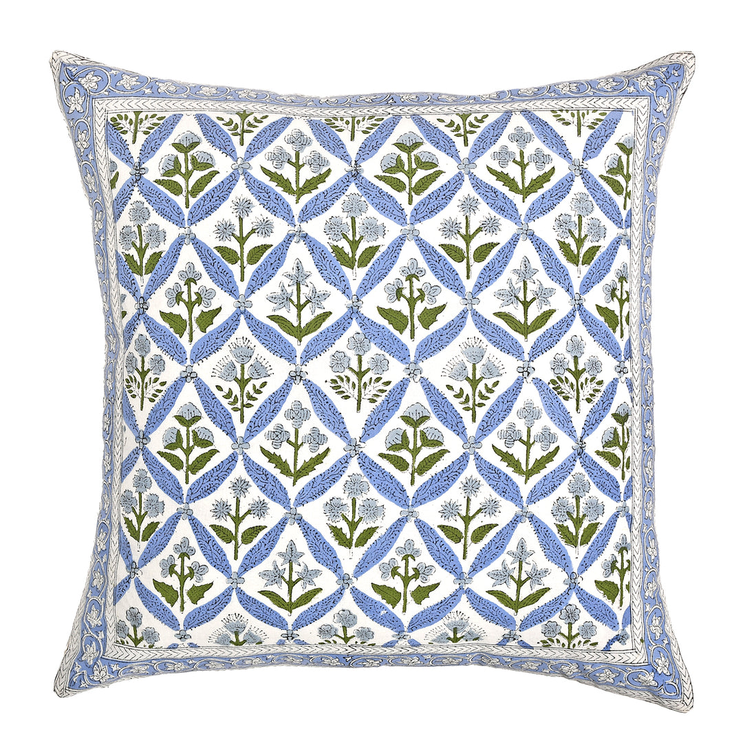 Light Steel Blue Border Throw Pillow Cover