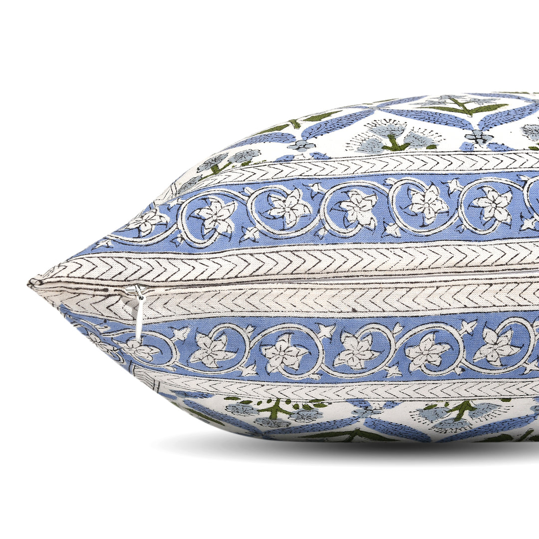 Light Steel Blue Border Throw Pillow Cover