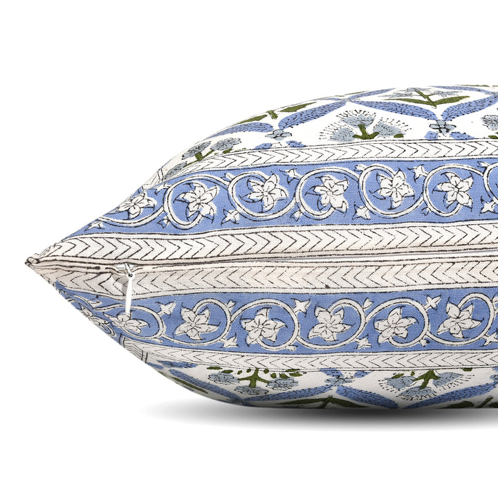 Light Steel Blue Border Throw Pillow Cover