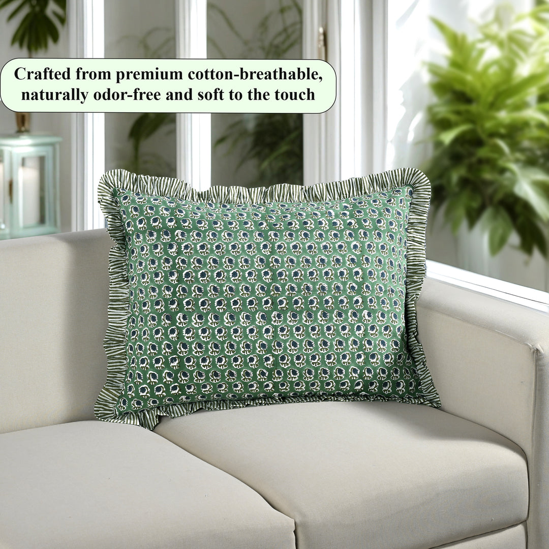 Basil Green Ruffle 20x26 Inches Sham Pillow Covers Product Image 4