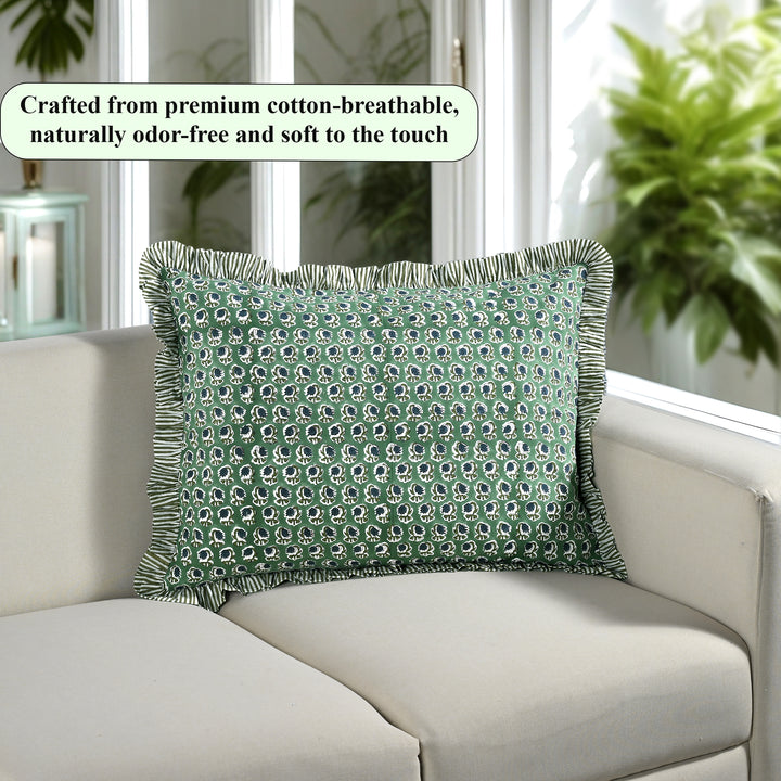 Basil Green Ruffle 20x26 Inches Sham Pillow Covers Product Image 4