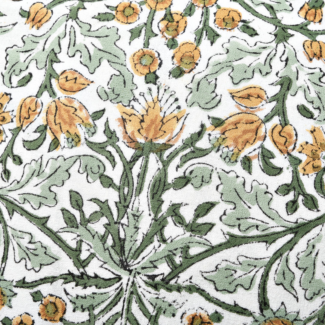 Block Printed Goldenrod Yellow Ruffle 14x36 Lumbar Pillow Cover Product Image 2