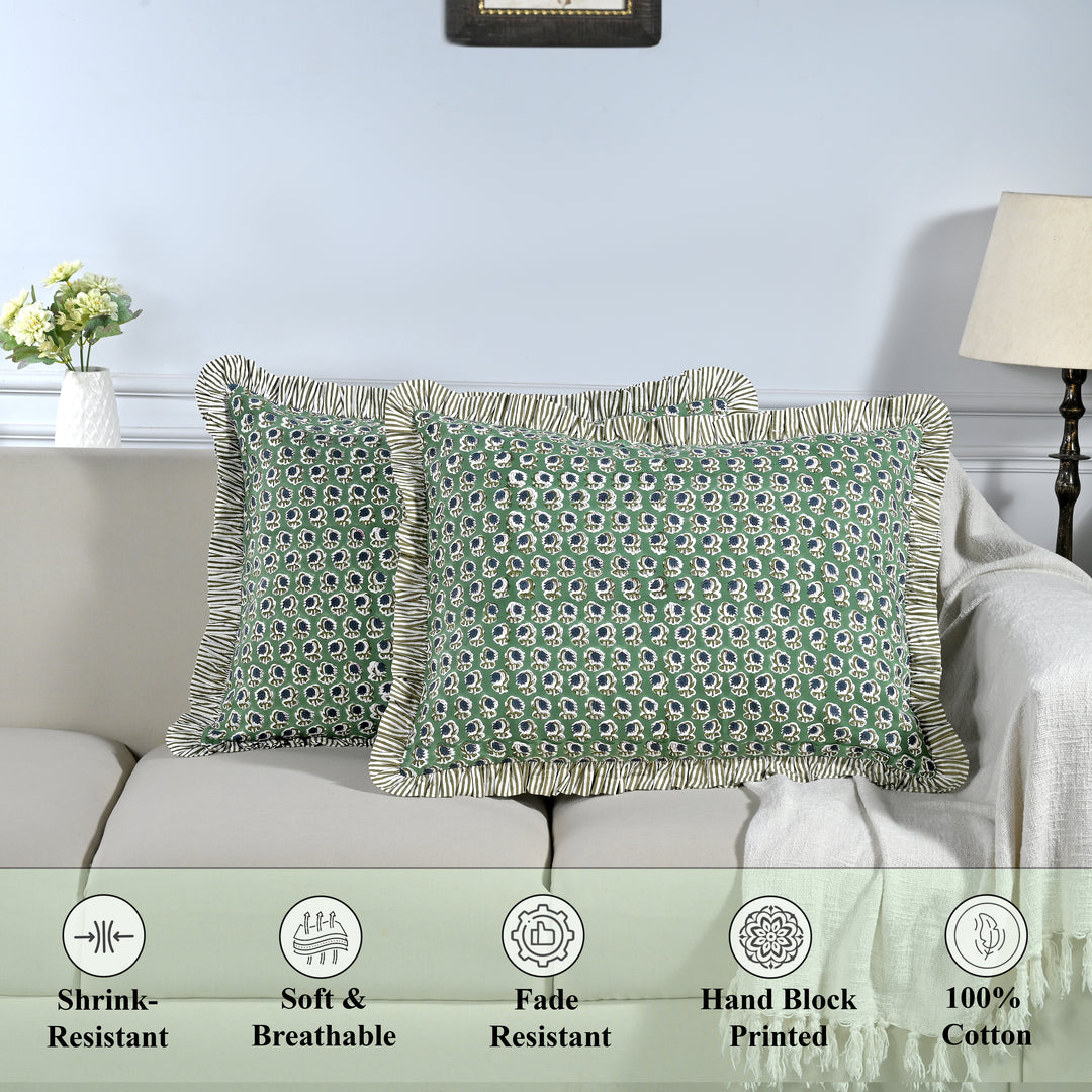 Basil Green Ruffle 20x26 Inches Sham Pillow Covers Product Image 7
