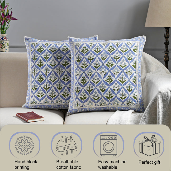 Light Steel Blue Border Throw Pillow Cover