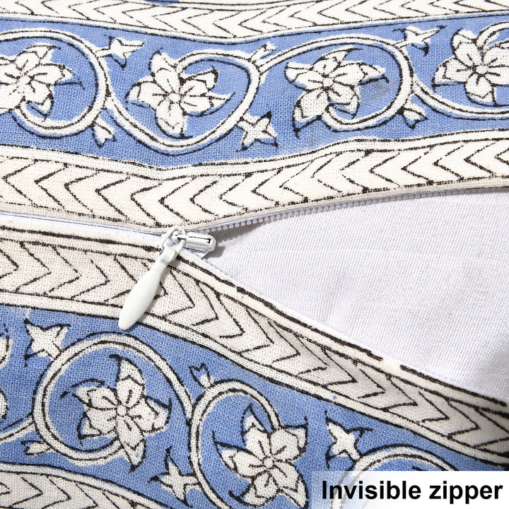 Light Steel Blue Border Throw Pillow Cover