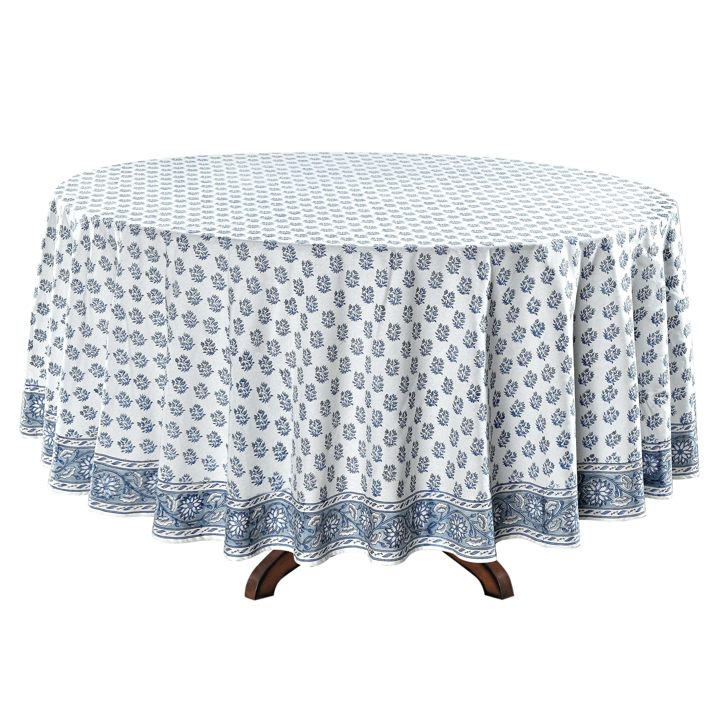 Sky and Beau Blue Round Tablecloth