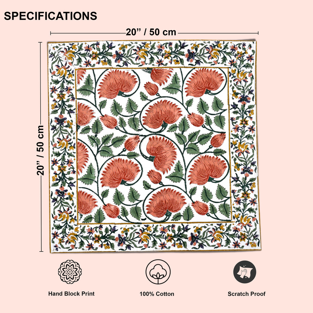 Burnt Orange, Coral & Turquoise Green Border Napkins