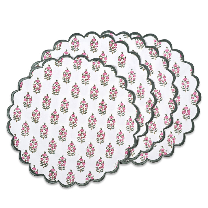 Punch Pink and Uniform Green Round Placemat