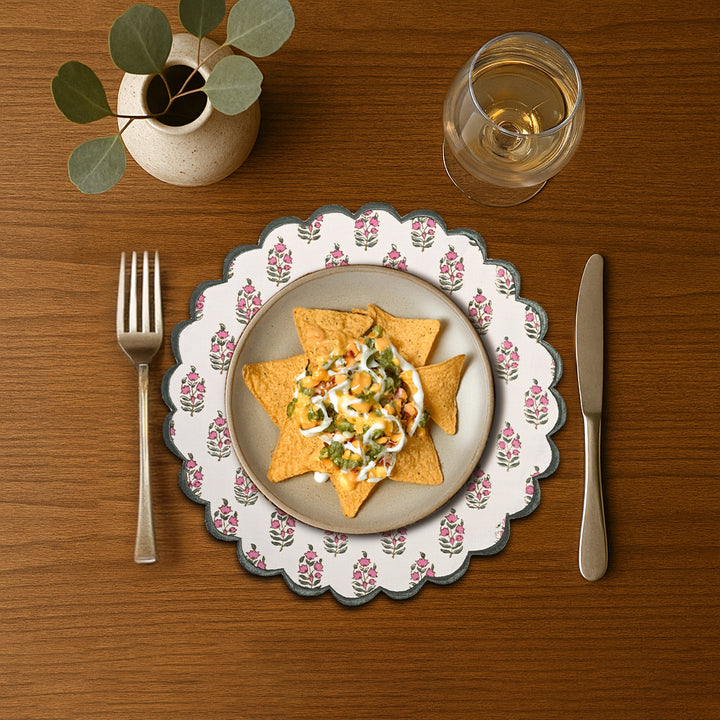 Punch Pink and Uniform Green Round Placemat