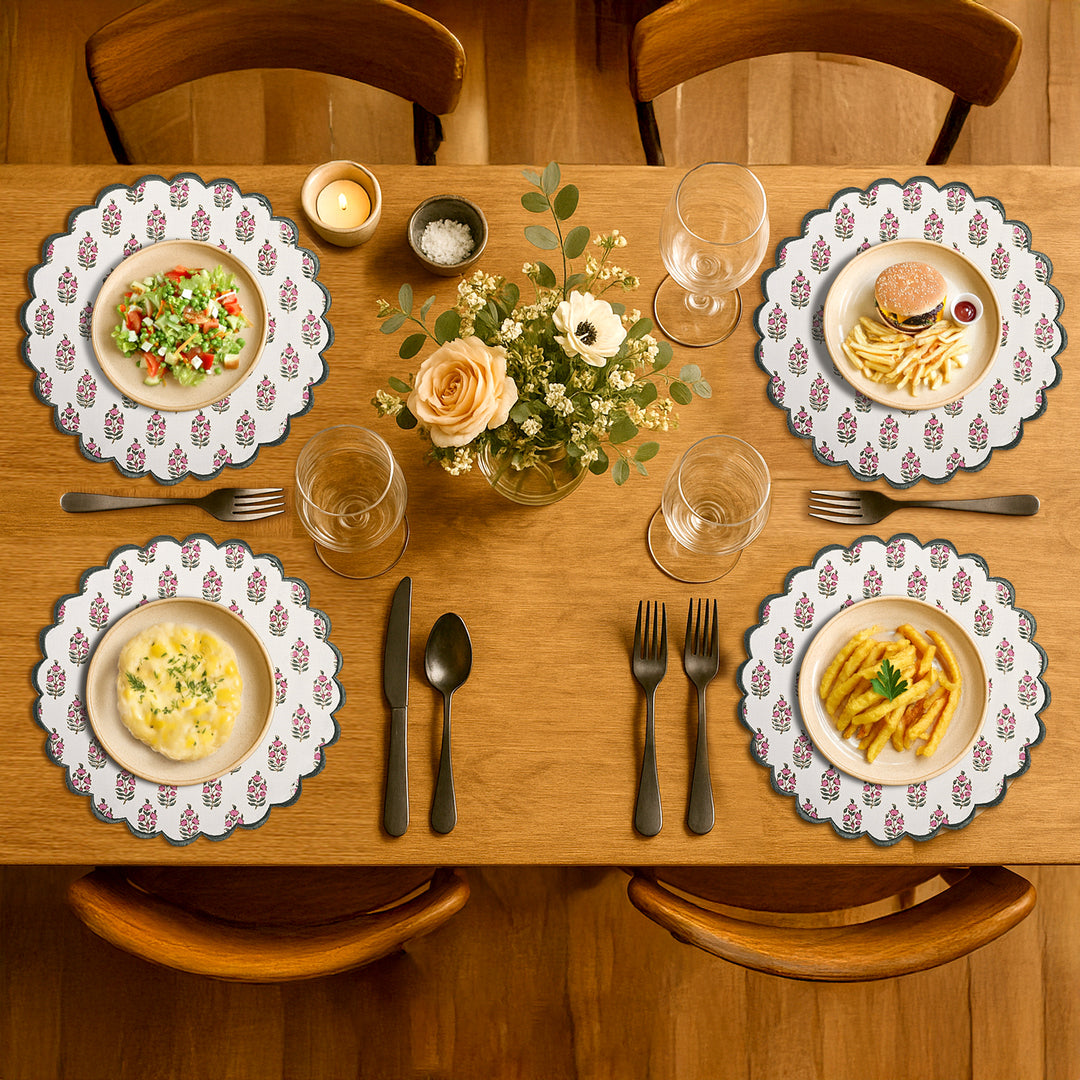 Punch Pink and Uniform Green Round Placemat