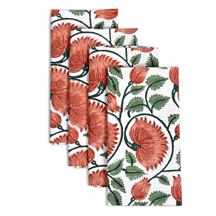 Burnt Orange, Coral & Turquoise Green Border Napkins