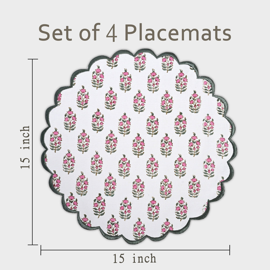 Punch Pink and Uniform Green Round Placemat