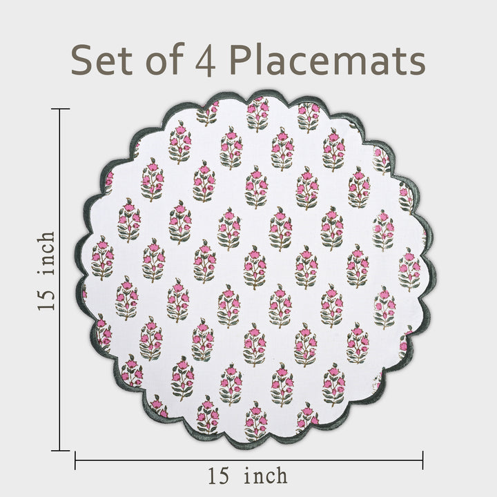 Punch Pink and Uniform Green Round Placemat