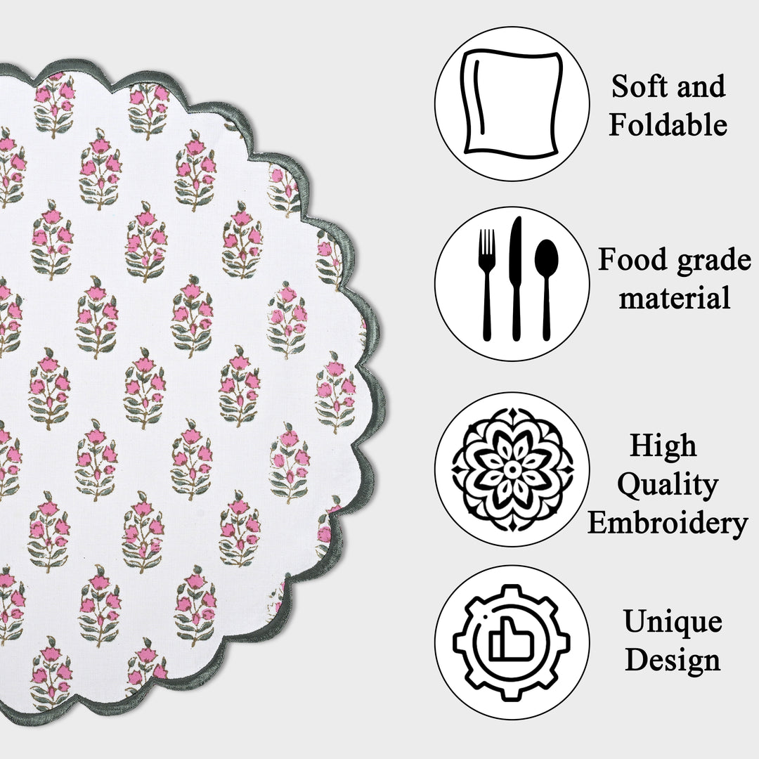Punch Pink and Uniform Green Round Placemat