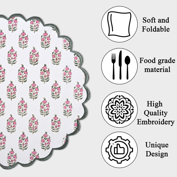 Punch Pink and Uniform Green Round Placemat
