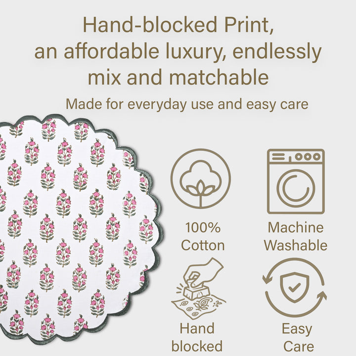Punch Pink and Uniform Green Round Placemat