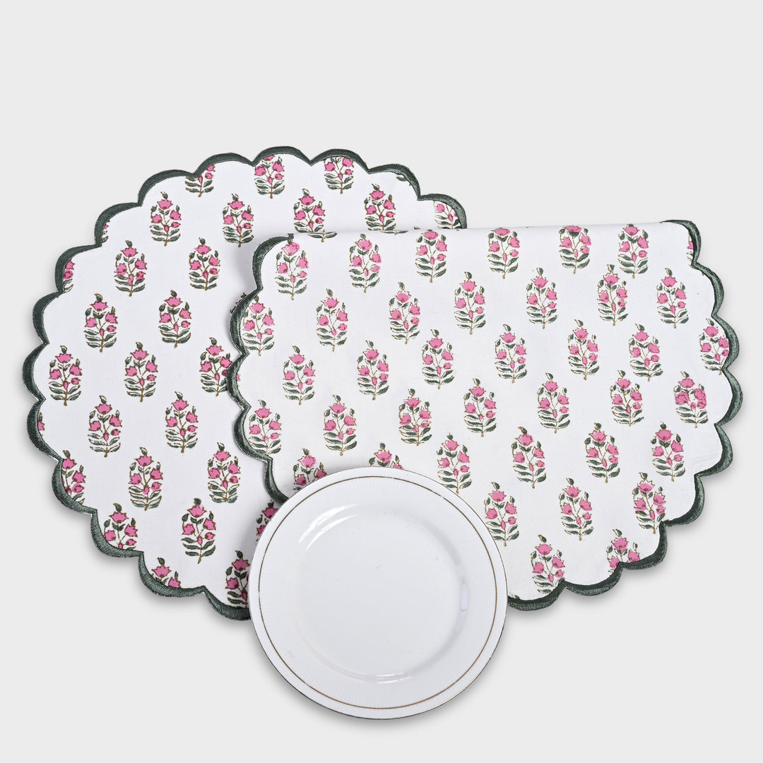 Punch Pink and Uniform Green Round Placemat