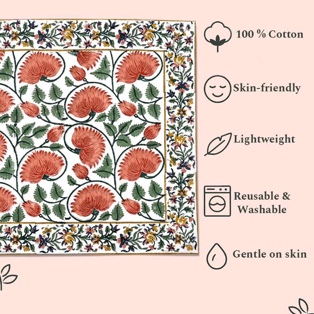 Burnt Orange, Coral & Turquoise Green Border Napkins