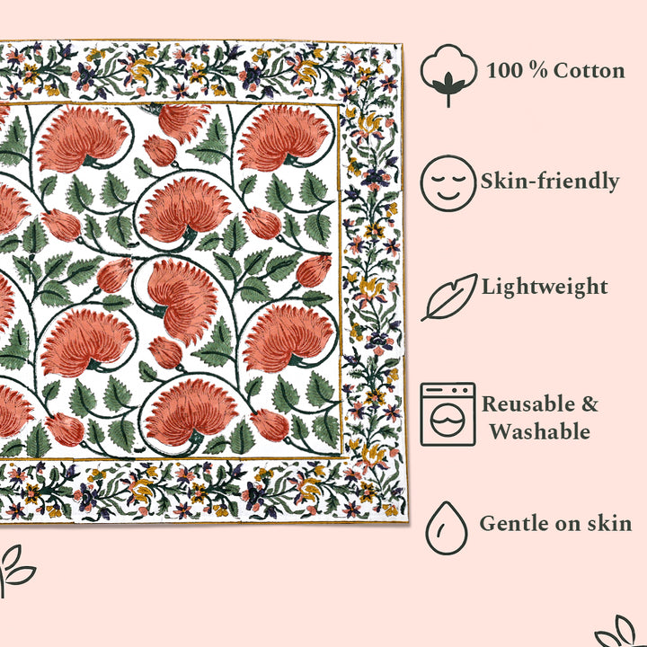 Burnt Orange, Coral & Turquoise Green Border Napkins