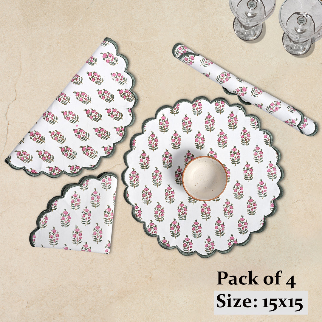 Punch Pink and Uniform Green Round Placemat