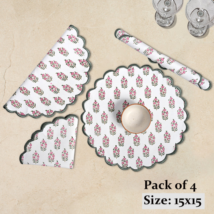 Punch Pink and Uniform Green Round Placemat