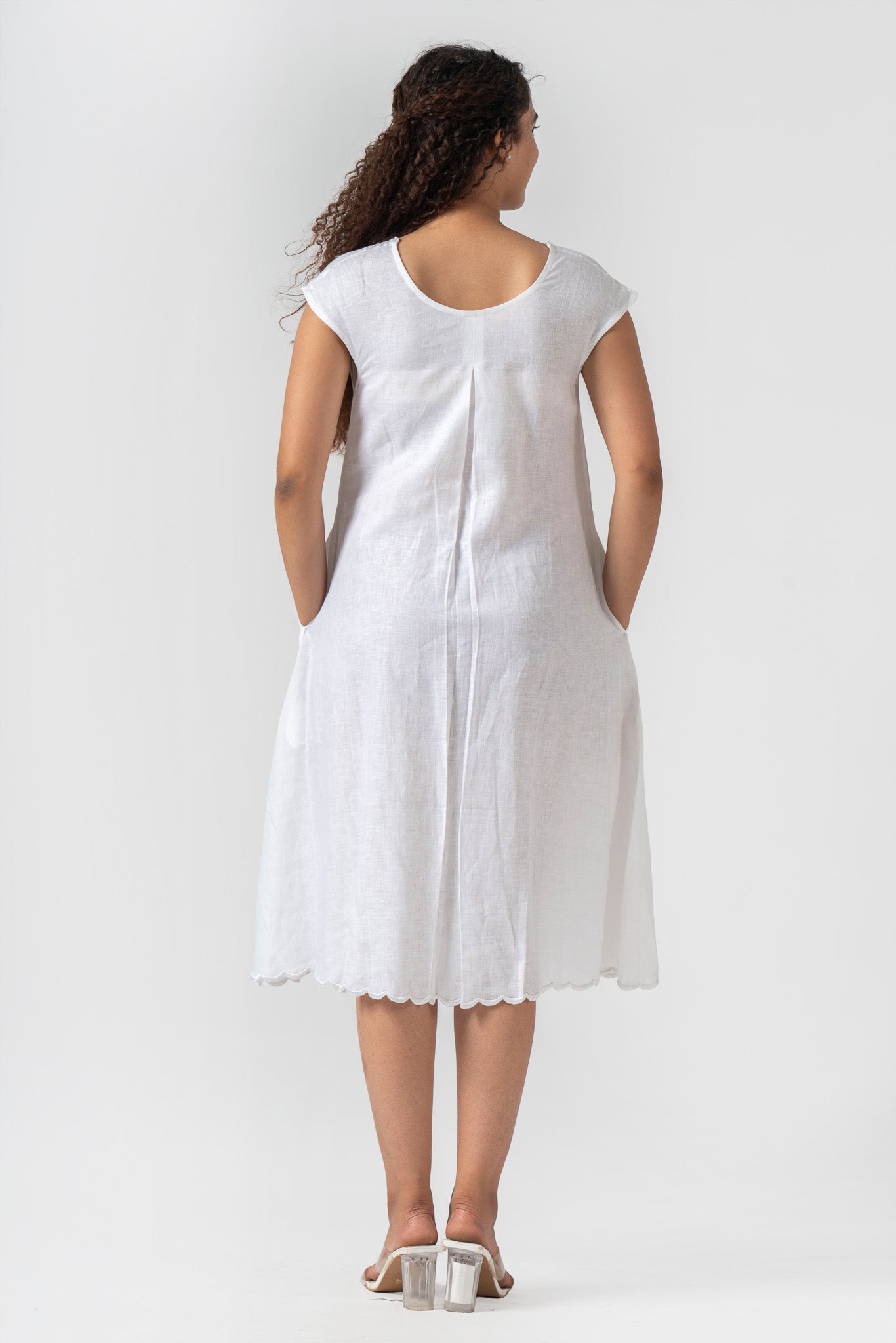 Fabricrush White Indian Hand Block Printed Cotton Dress for Summers, Wedding Dress, Comfort Wear, Maxi Dress, Daily Wear