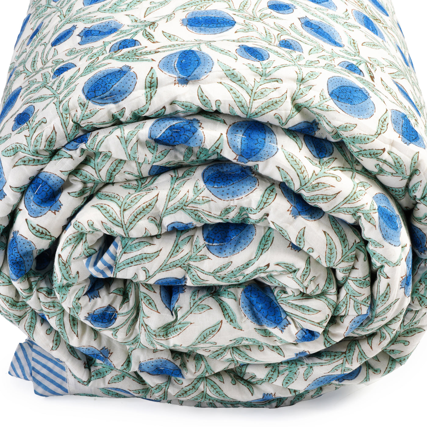 Fabricrush Indian Hand Block Print Quilted Throw Blanket 100% Cotton Quilt, Cover for Couch and Bed