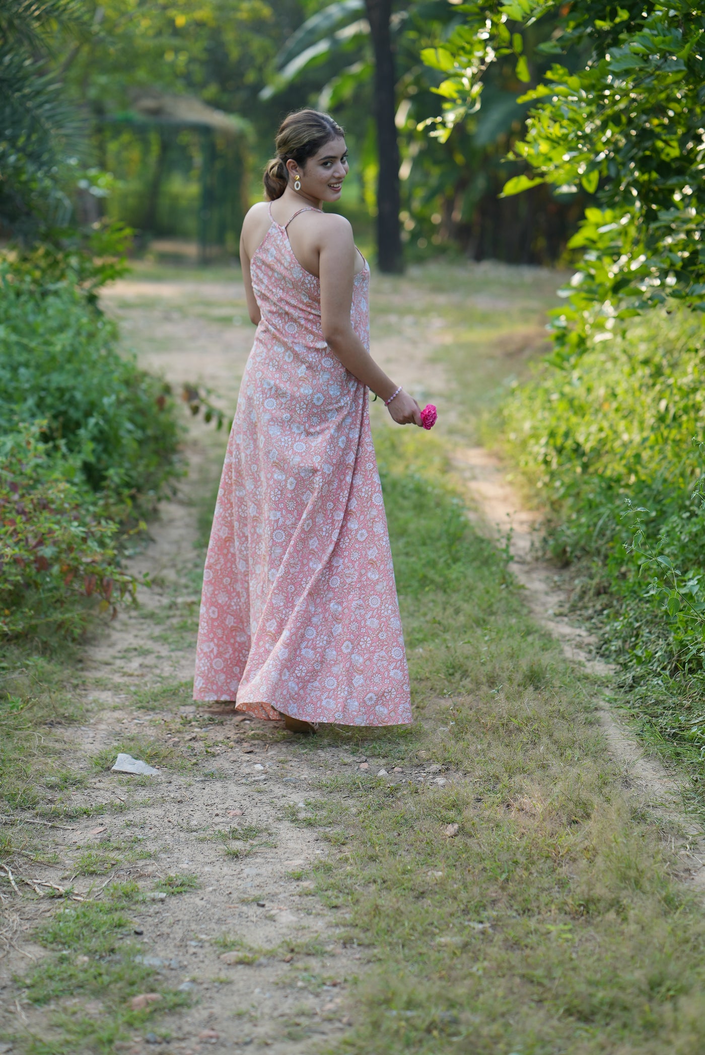 Fabricrush Indian Hand Block Printed Cotton Dress for Summers, Wedding Dress, Comfort Wear, Maxi Dress, Daily Wear, Gift for Her, Woman, Girlfriend, Bridesmaid, Wife,  Friend, Mom, Bride, Christmas, Thanksgiving