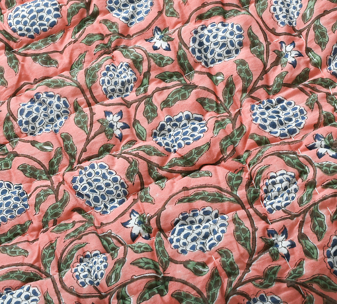 Dark Salmon Pink Cotton Quilt