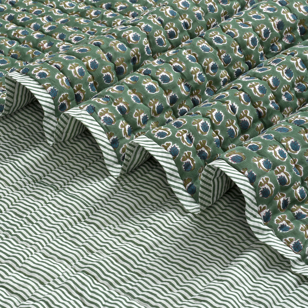 Basil Green Cotton Quilt