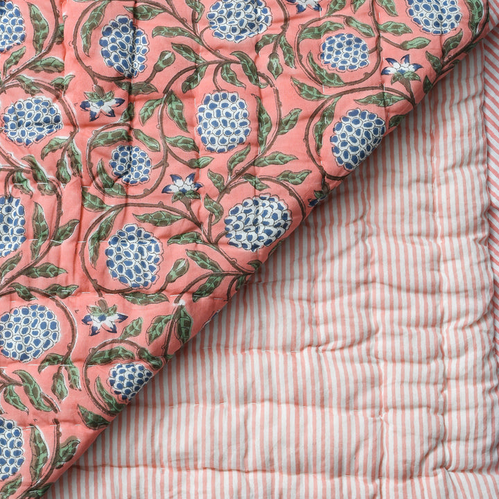 Dark Salmon Pink Cotton Quilt