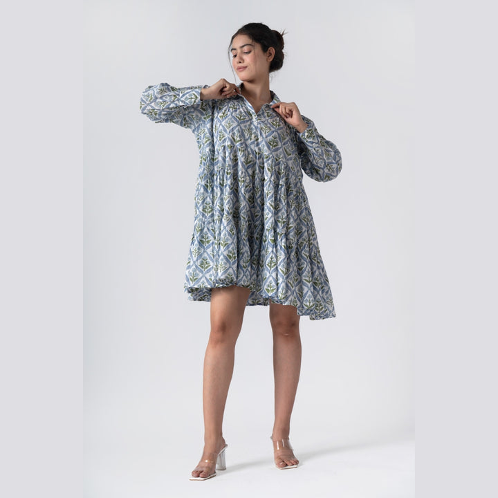 Holly Cotton Shirt Flowy Mini Dress