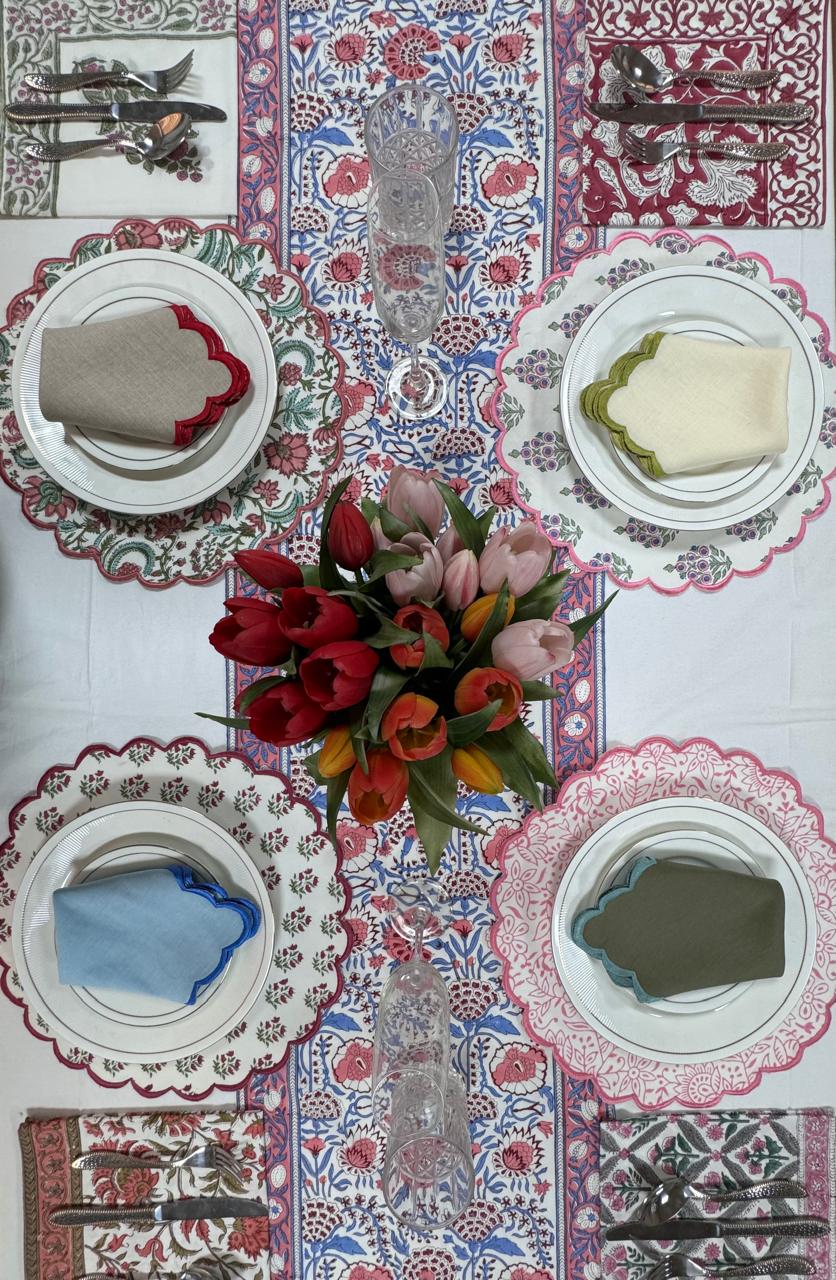 Pigeon Blue and Flamingo Pink Table Runners