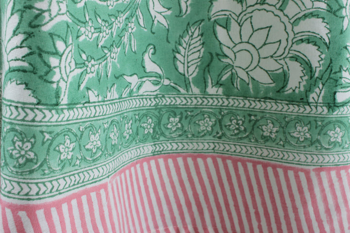 Fabricrush Mint Green Indian Hand Block Floral Printed Cotton Round Tablecloth, Outdoor Garden and Decor, Home Decor and Gifts, Gift for her, gifts, Valentine's day,  Easter, Spring