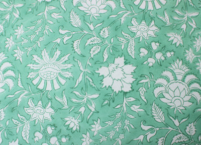 Fabricrush Mint Green Indian Hand Block Floral Printed Cotton Round Tablecloth, Outdoor Garden and Decor, Home Decor and Gifts, Gift for her, gifts, Halloween, Christmas, Thanksgiving