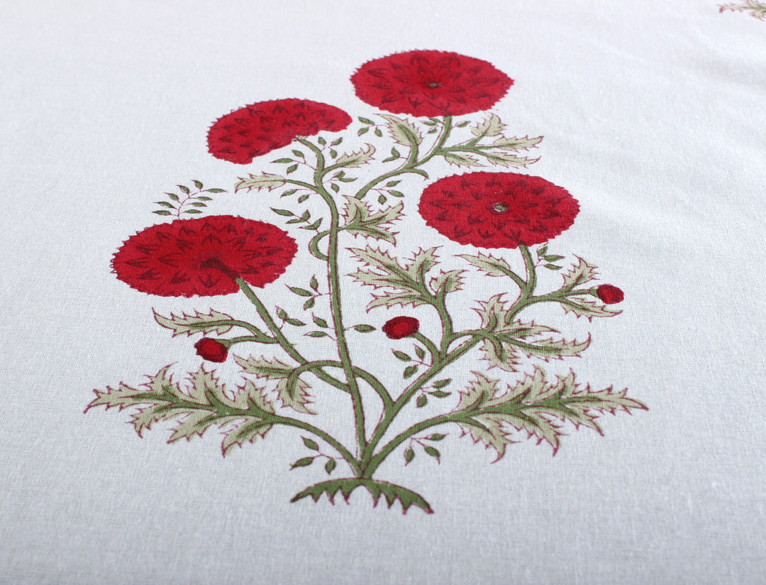 Hand block printed falun red tablelcoth - The Fabricrush - Image 3