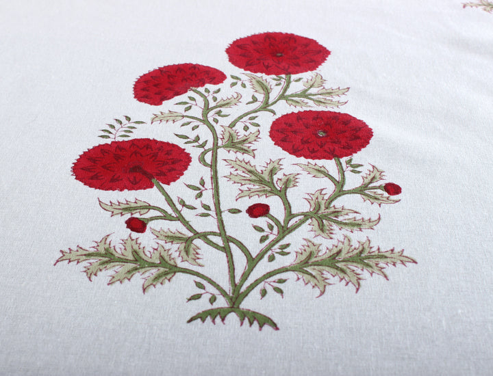 Hand block printed falun red tablelcoth - The Fabricrush - Image 3