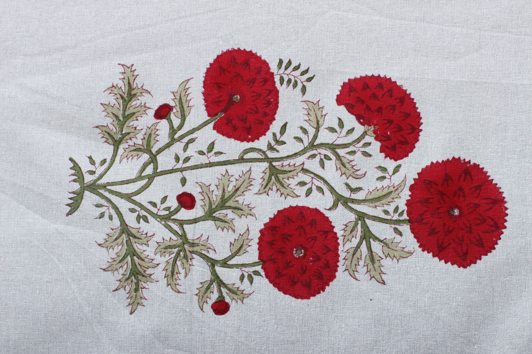 Hand block printed falun red tablelcoth - The Fabricrush - Image 2