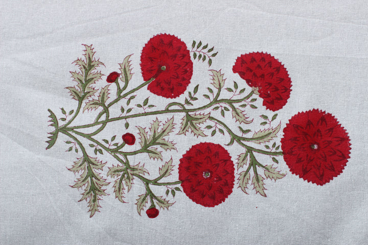Hand block printed falun red tablelcoth - The Fabricrush - Image 2