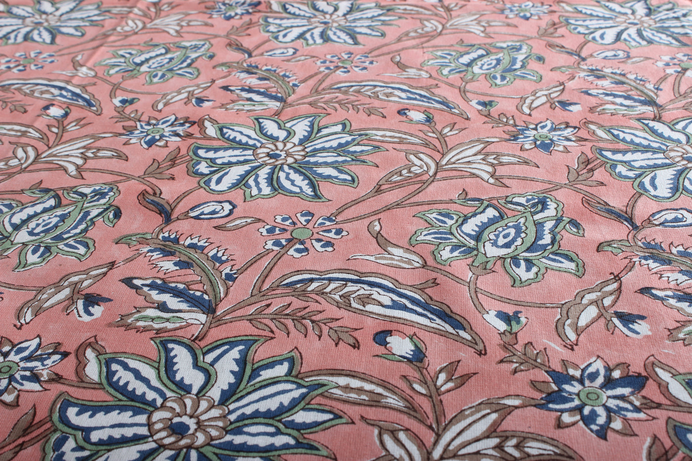 Fabricrush Peach and Berry Blue 72X140 Inches Rectangle 100% Cotton Hand Block Print Tablecloth Washable Halloween Thanksgiving/Christmas Parties/Wedding Use,Fall décor Farmhouse Dining Dinner Tablecloth