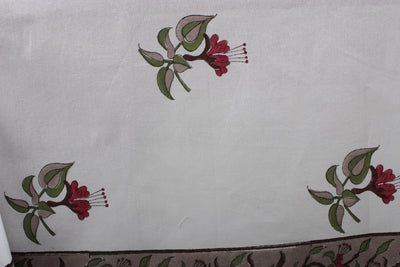 Fabricrush Tablecloth Alabama Crimson Indian Floral Block Printed Dining tablecloth, Fuschia Table Cover, Table Top, Linen Set French Design Home Decor