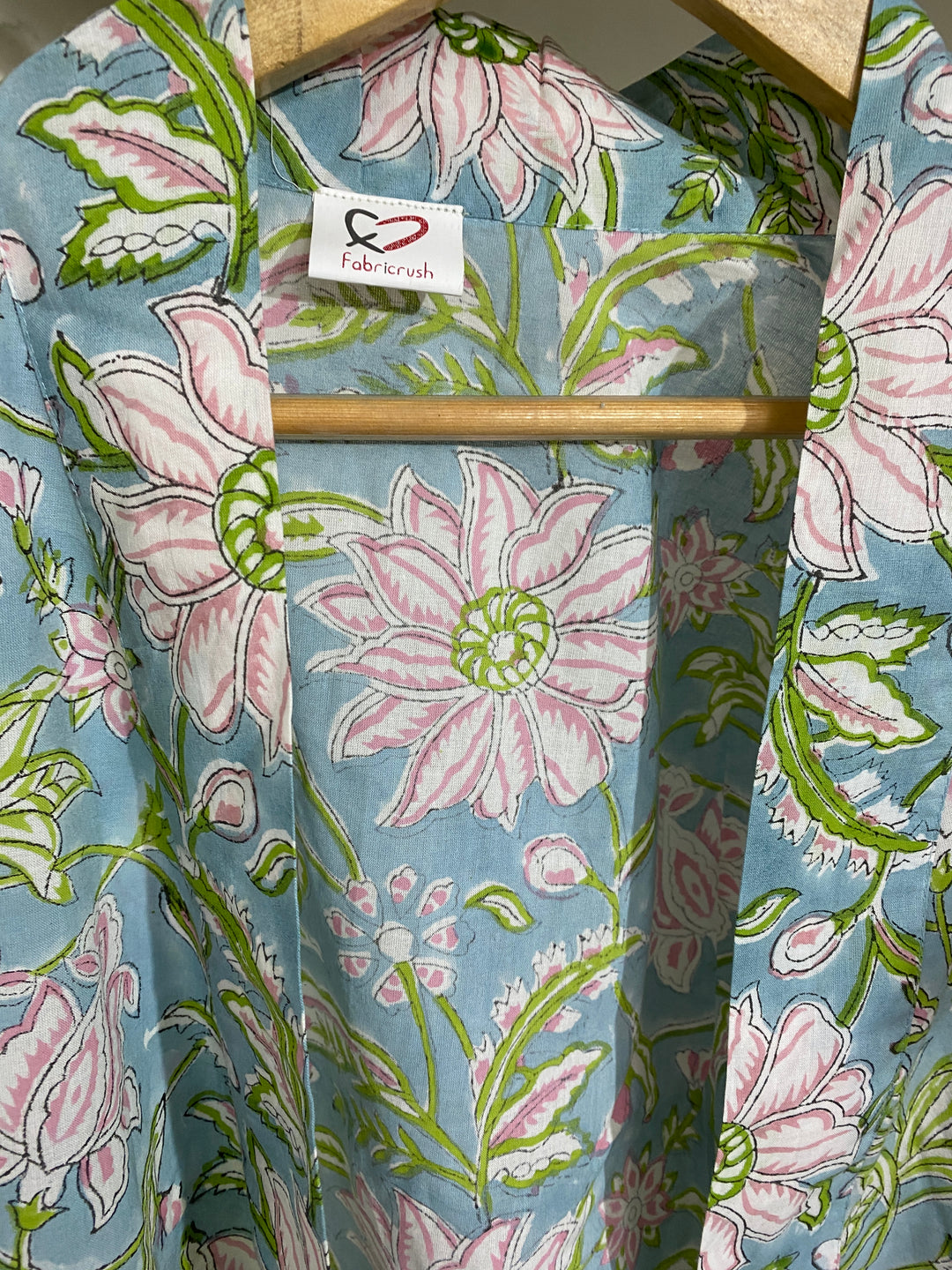 Ice Blue V Neckline Short Kimono