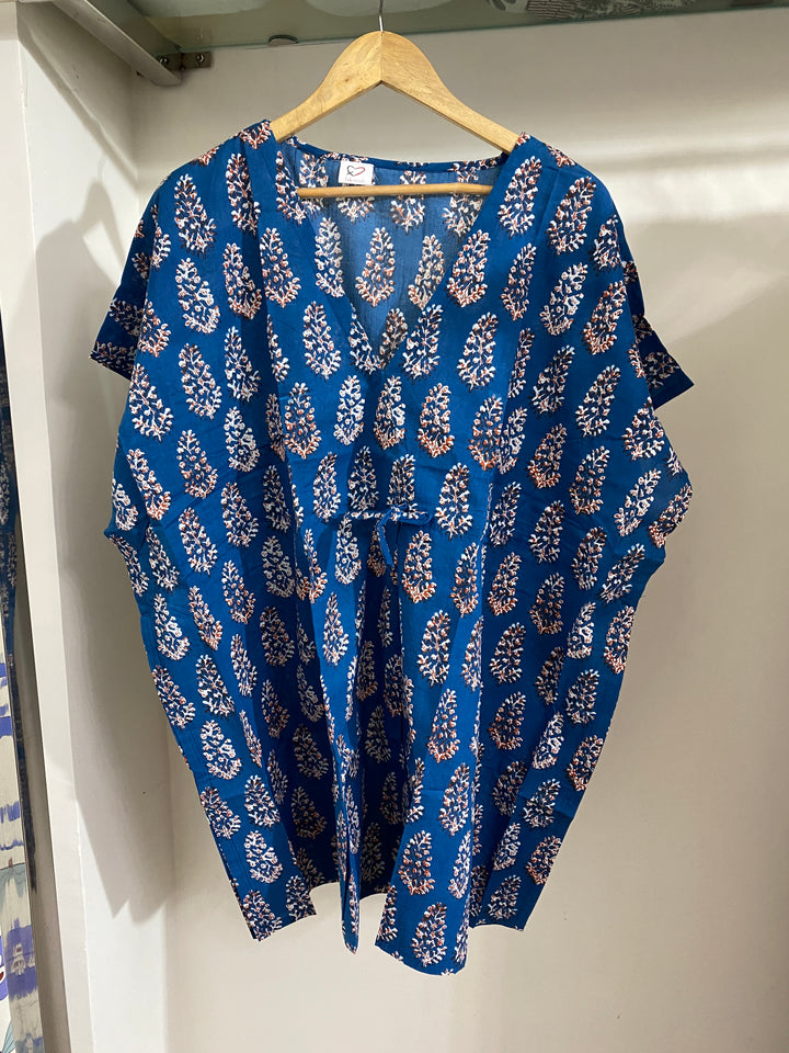 Blue Haven Floral Cotton Kaftan