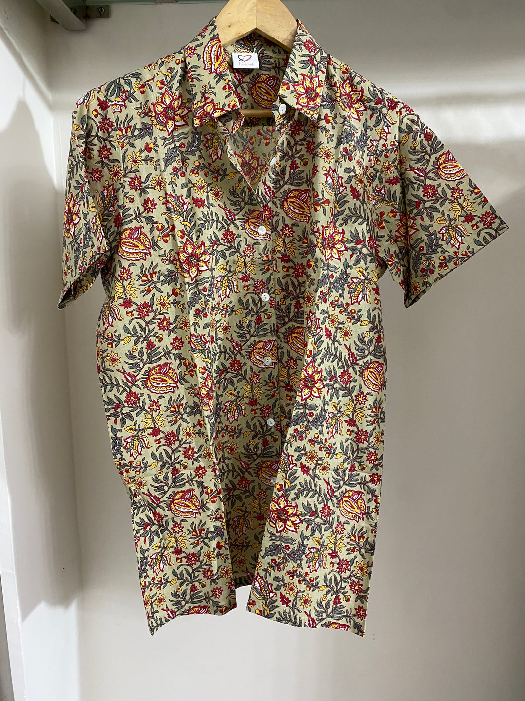 Light Green Floral Cotton Shirt
