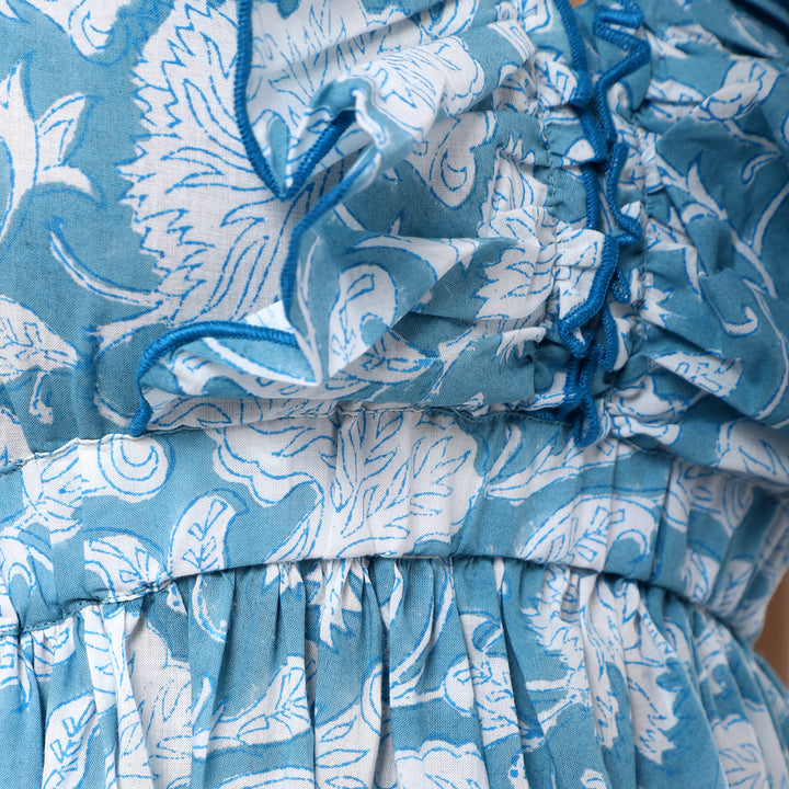 Boho Floral Ruffle Maxi Dress with Pockets
