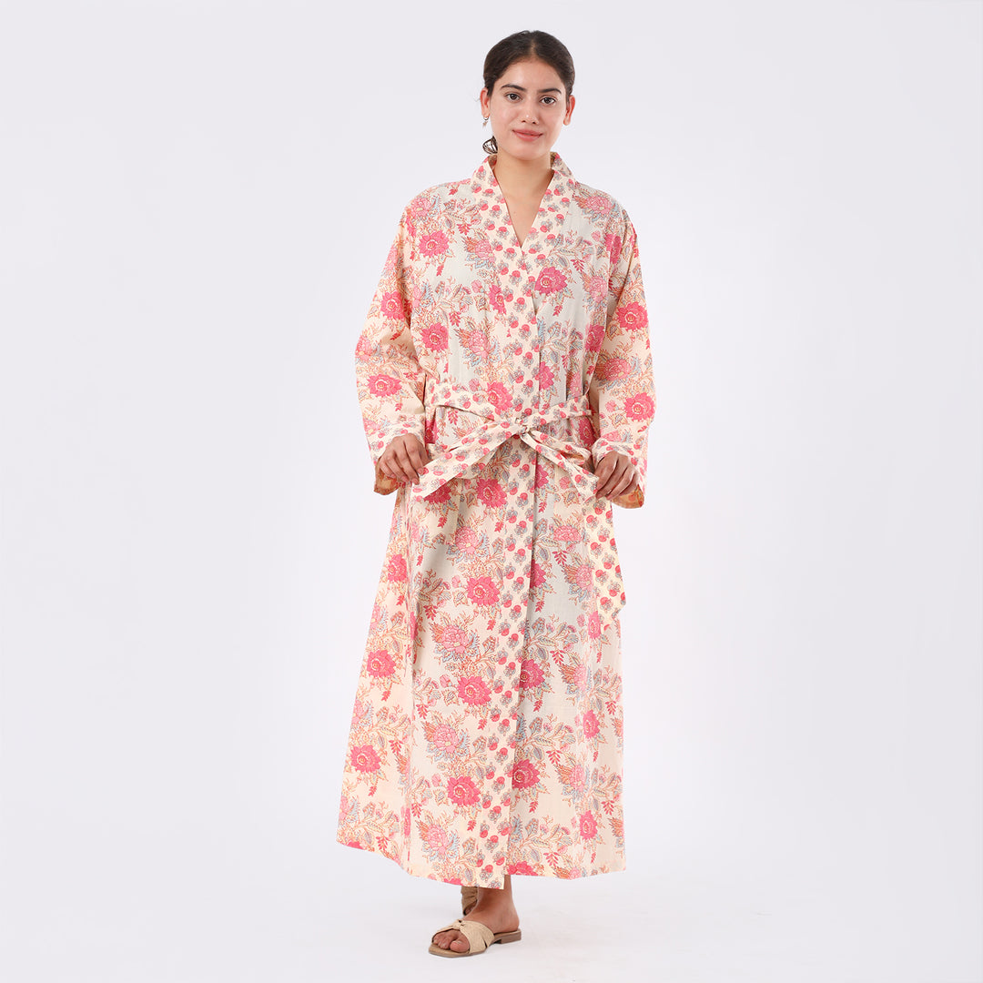 Creamy Corn Floral Cotton Women Kimono Product Image 1