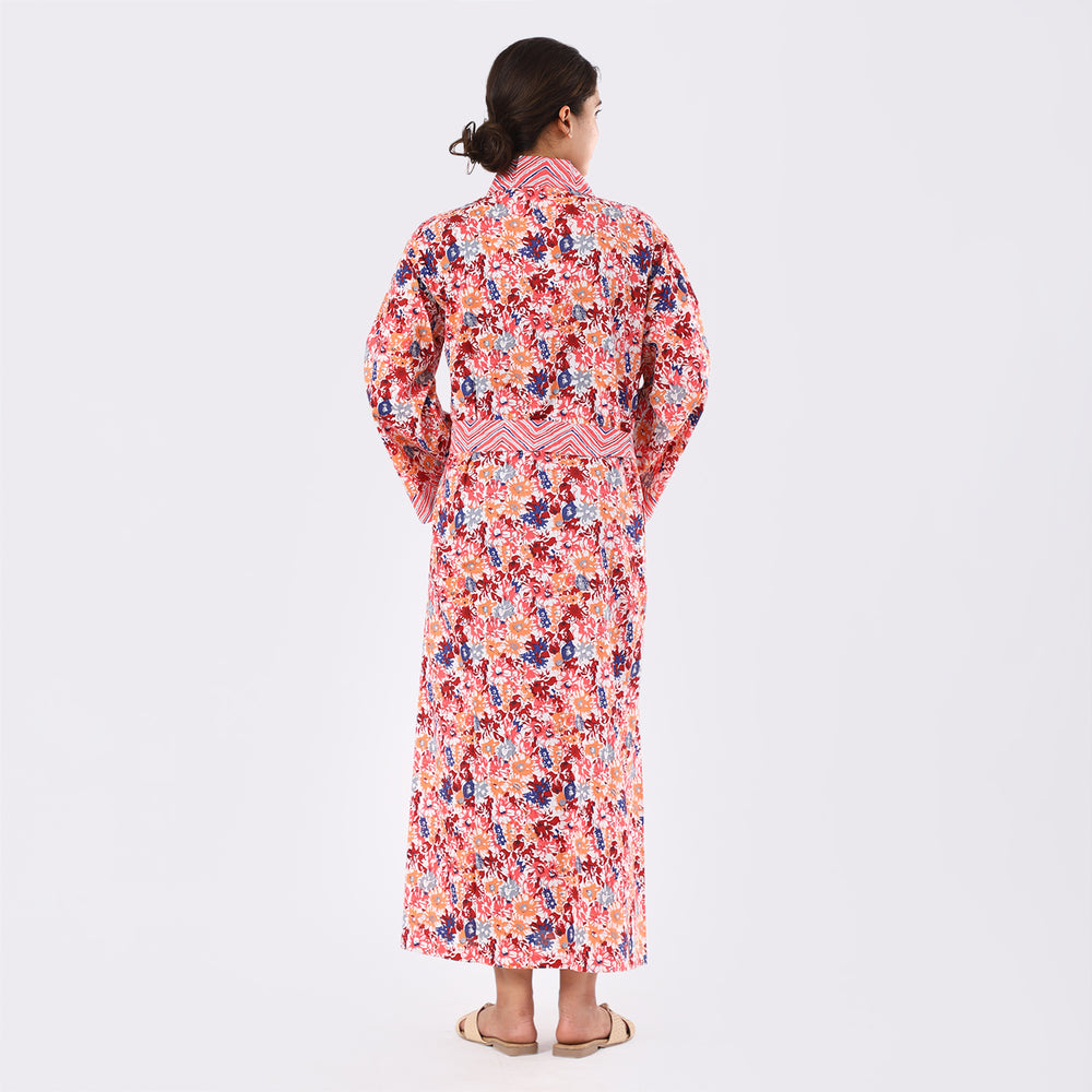 Pink Floral Print Cotton Kimono Product Image 2