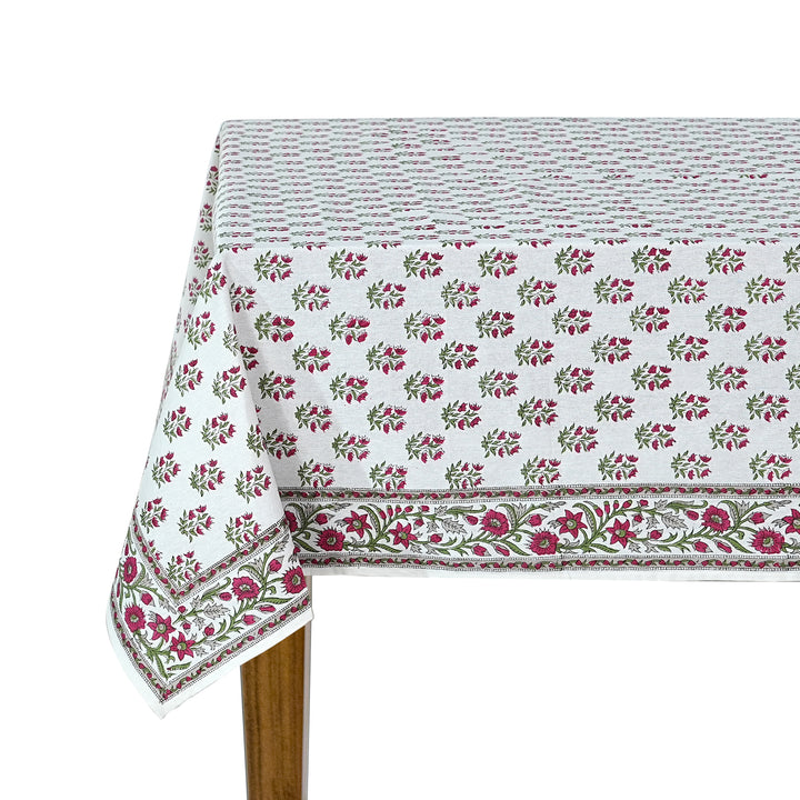 Marmalade Indian Floral Hand Block Printed Cotton Tablecloth