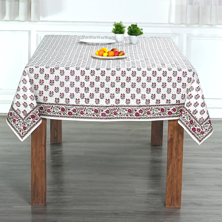 Marmalade Indian Floral Hand Block Printed Cotton Tablecloth