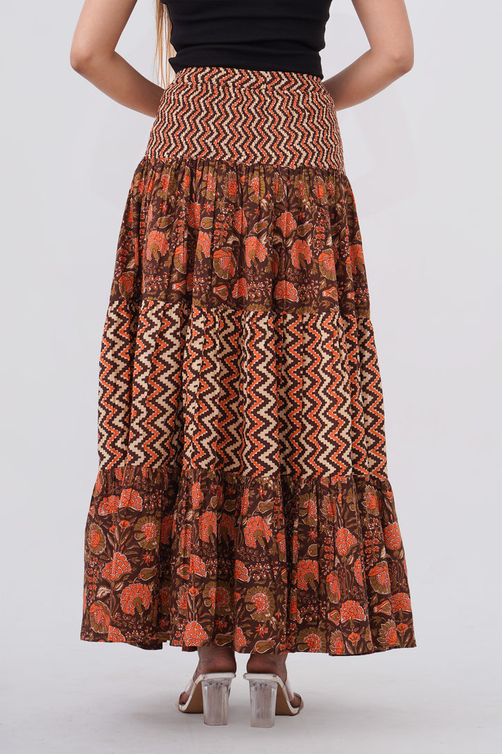 Fabricrush Skirt Indian Floral Hand Printed Cotton Summer Skirt, Wedding Skirt, Comfort Wear, Long Skirt, Daily Wear